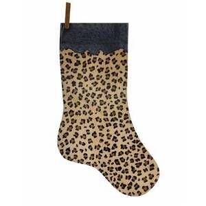 NEW SHOWMAN cowhide christmas ostrich cuff stocking in cheetah